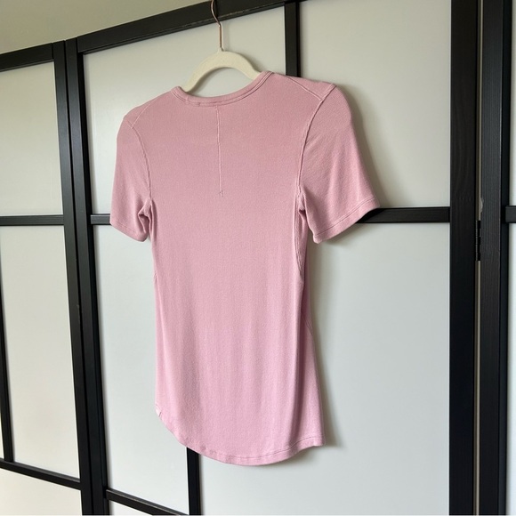 [S] 2022 Lululemon Athletica Hold Tight Pink Peony Ribbed Modal Short Sleeve Top - Picture 7 of 13